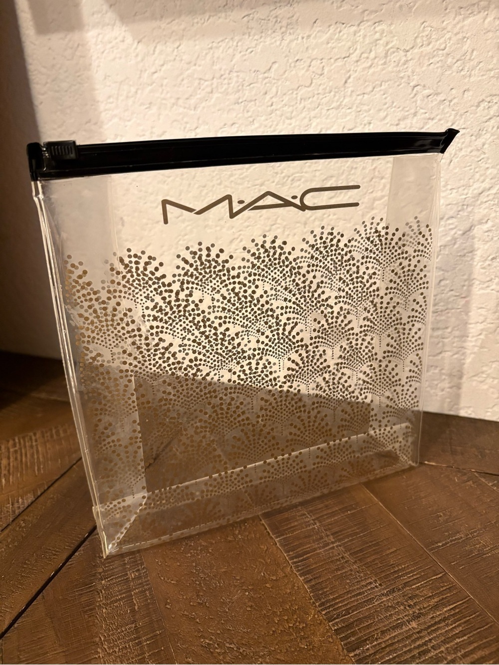 MAC Cosmetics GWP Clear Gold Dot Cosmetic Bag Makeup Travel Case Organizer